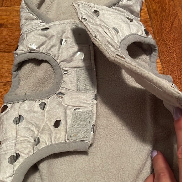 Dog Coat-Grey with silver Polka Dots-Size Small - Picture 7 of 15